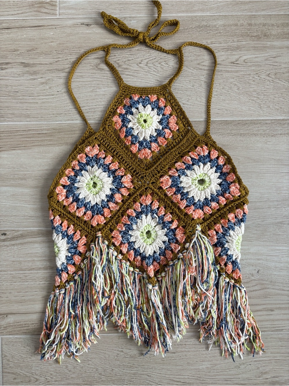 Free People Summer of Love Crochet Halter Top Tank Top Boho Floral Medium Large